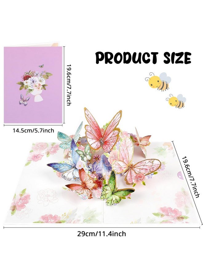 DERAYEE Pop Up Card, 3D Butterfly Flowers Greeting Cards With Envelope For Women, Mother’S Day Card, Birthday Card, Valentines Day Card For Wife, Sister, Grandma, Daughter, Girlfriends (Pink)  - Image 2