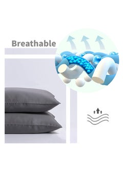 Excefore Queen Size Bamboo Cooling Pillowcases, 2 Pcs Grey Cooling Pillowcase , 100% Organic Bamboo Pillowcases, Moisture Wicking Bamboo Pillowcases, with Envelope Closure, for Hot Sleepers  - Image 3