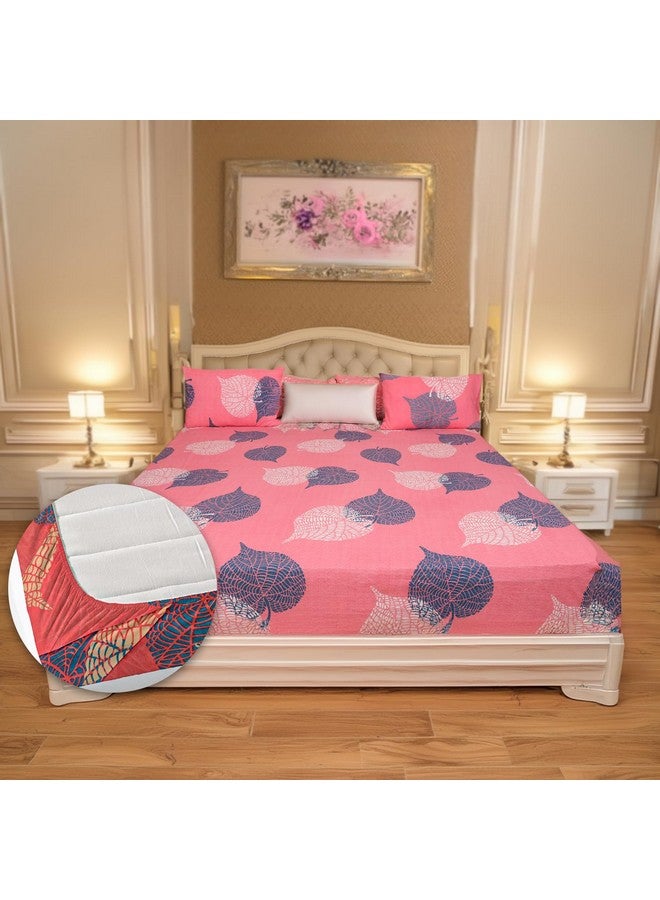 Status Contract 2024 Cotton Rich Double Fitted Bedsheet with 2 Pillow Covers for Bed Room, Home, Hotel-120 GSM (Peach) - Image 1