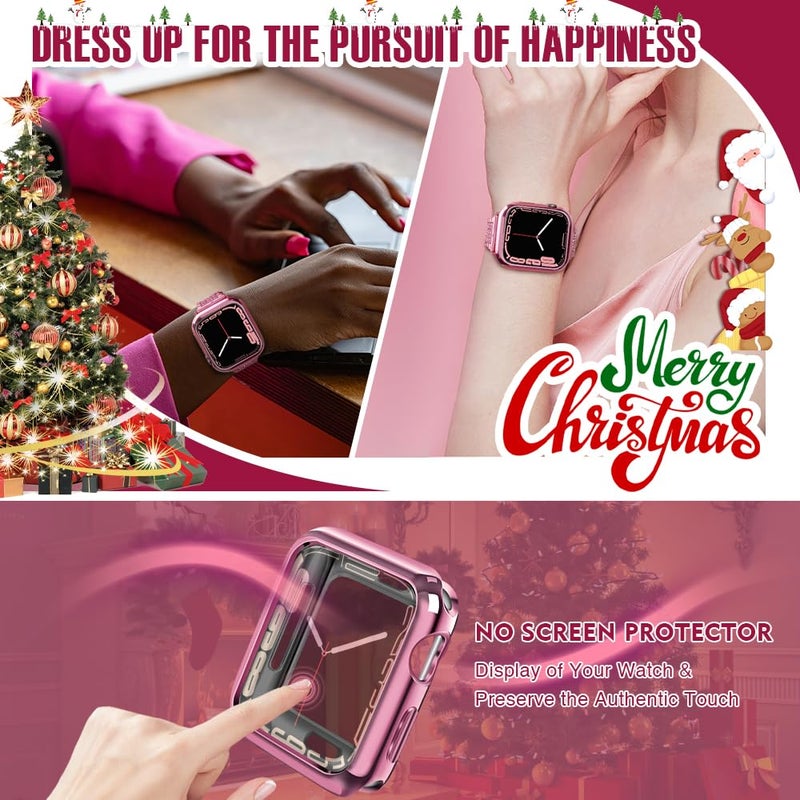 top4cus 38mm Case Soft Flexible Lightweight Anti-Scratch Overall Protective 38mm Iwatch Waterproof Cover Case Shiny Workout Shockproof Bumper Compatible with Apple Watch Series 3/2/1 - Pink - Image 3