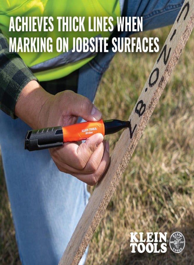 KLEIN TOOLS 861023 Skribes Permanent Markers, Chisel Tip, Professional-Grade Ink, Multi-Surface Jobsite Marker for Wet, Dry and Oily Surfaces, Black, 3-Pack - Image 3