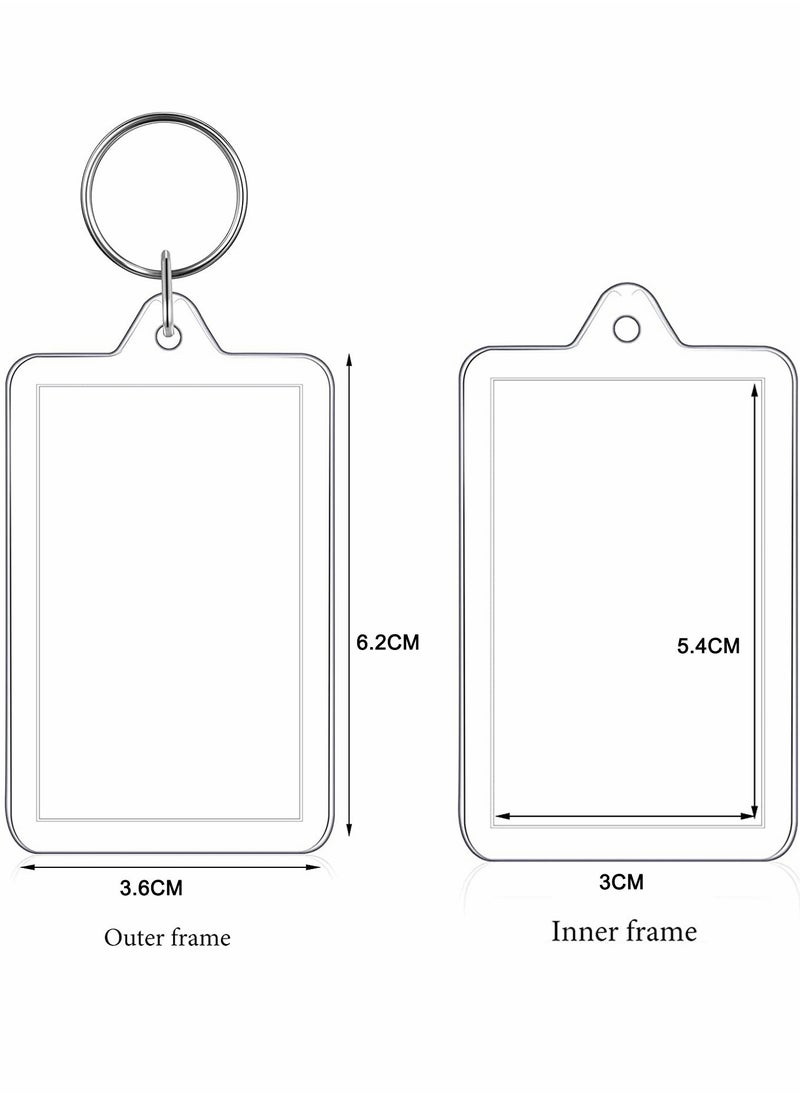 SYOSI - Acrylic Photo Frame Keychain Holder, 50 Pieces Insert Keychain, Clear Picture Keychains Key Chain, Snap-In Custom Keyring for DIY Projects - Image 1