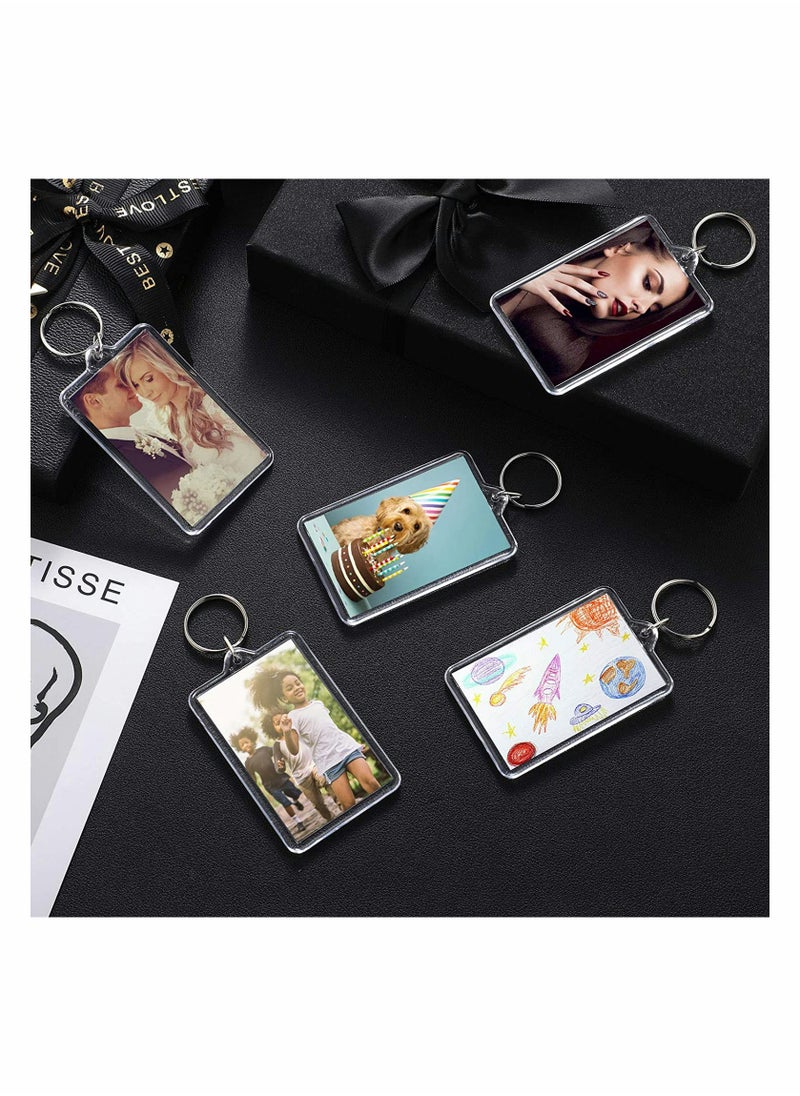 SYOSI - Acrylic Photo Frame Keychain Holder, 50 Pieces Insert Keychain, Clear Picture Keychains Key Chain, Snap-In Custom Keyring for DIY Projects - Image 1