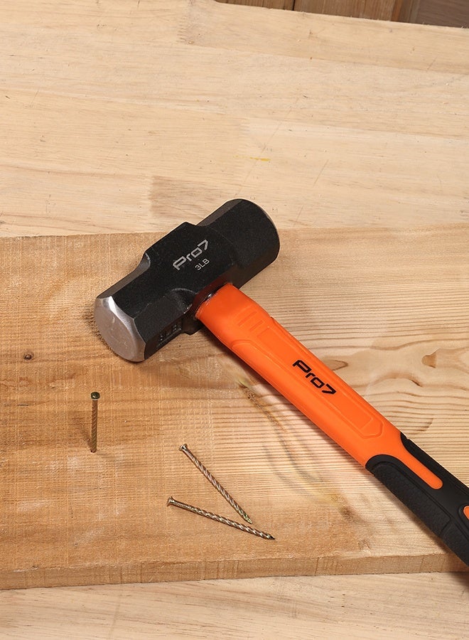 LAWAZIM Pro7 Engineer Hammer with Fiber Handle - 3lb - Club Hammer with Non-Slip Shock-Absorbing Handle - for Precision Striking Metalworking Construction Blacksmithing and Industrial Applications - Image 5