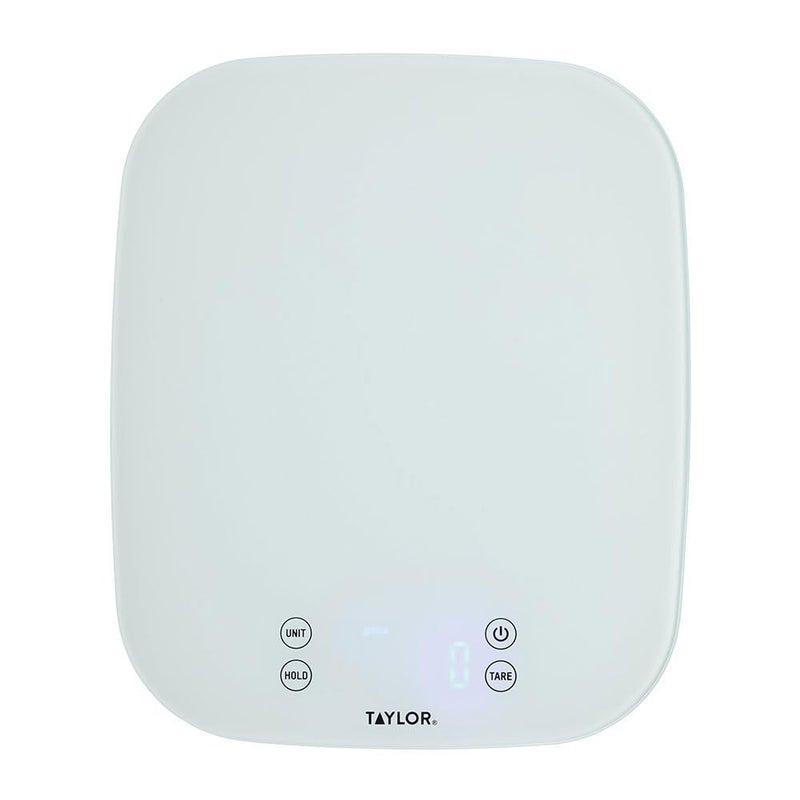 Taylor Pro Digital Kitchen Food Scales, Compact Professional Standard with Precision Accuracy and Waterproof Design with Tare Feature, White Glass, Weighs 14 kg/14 L Capacity - Image 1