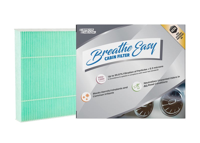 Spearhead HEPA Breathe Easy Cabin Filter Up to 9997 Filtration of 03 Micron Particles wNo Airflow Reduction BE671H