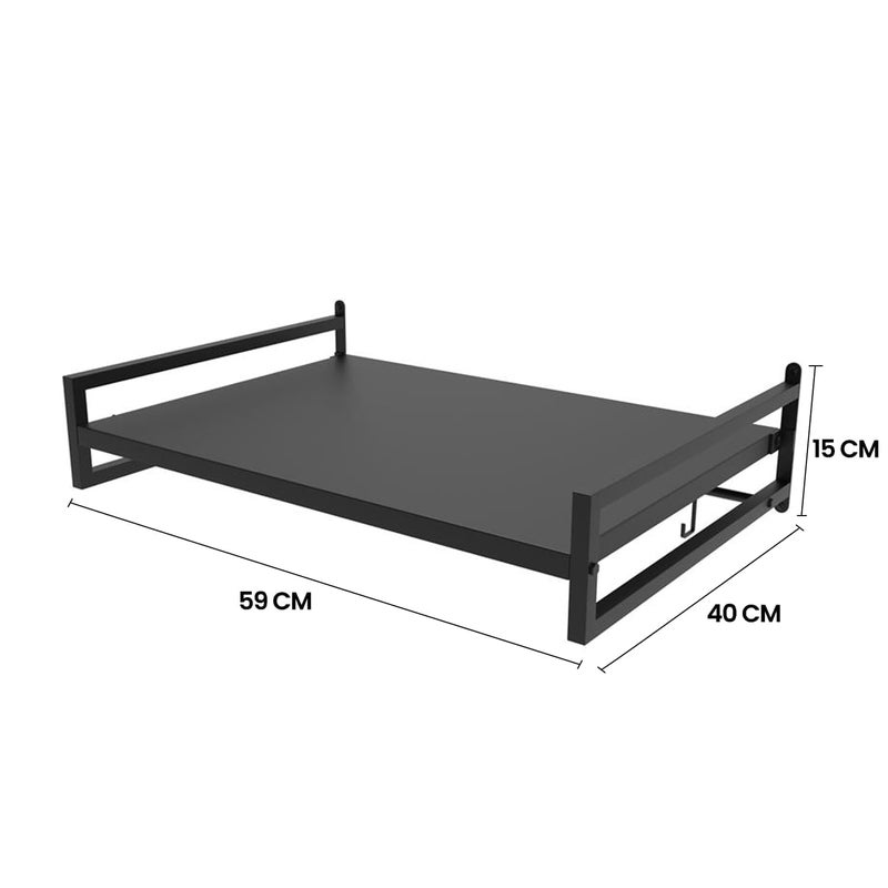 WonderStand WonderStand Wall Mounted Metal Microwave OTG Stand with Additional Hooks for Storage Oven Stand Black  - Image 2