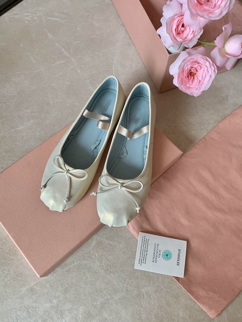 Invisible Height Increase Ballet Flats 2026 New Style Round Toe Bow Elastic Mary Jane Shoes