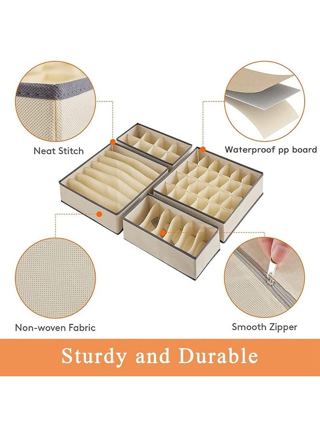 ECVV 4 Pcs Underwear Storage Organizer Divider, Foldable Storage Boxes Cabinet Closet Organizers For Clothes, Bras, Lingerie, Socks, Undies - Image 3