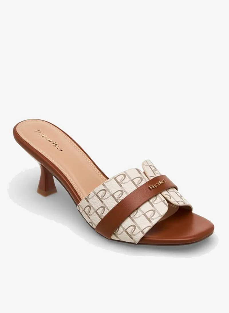 Paprika Women Monogram Print Slip-On Sandals