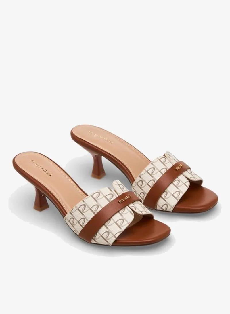Paprika Women Monogram Print Slip-On Sandals