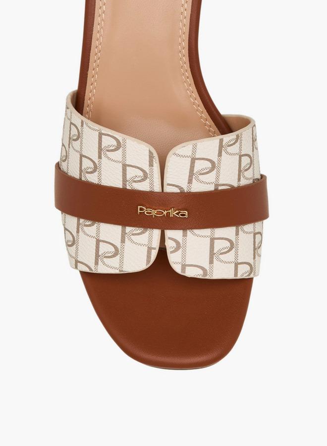 Paprika Women Monogram Print Slip-On Sandals - Image 4