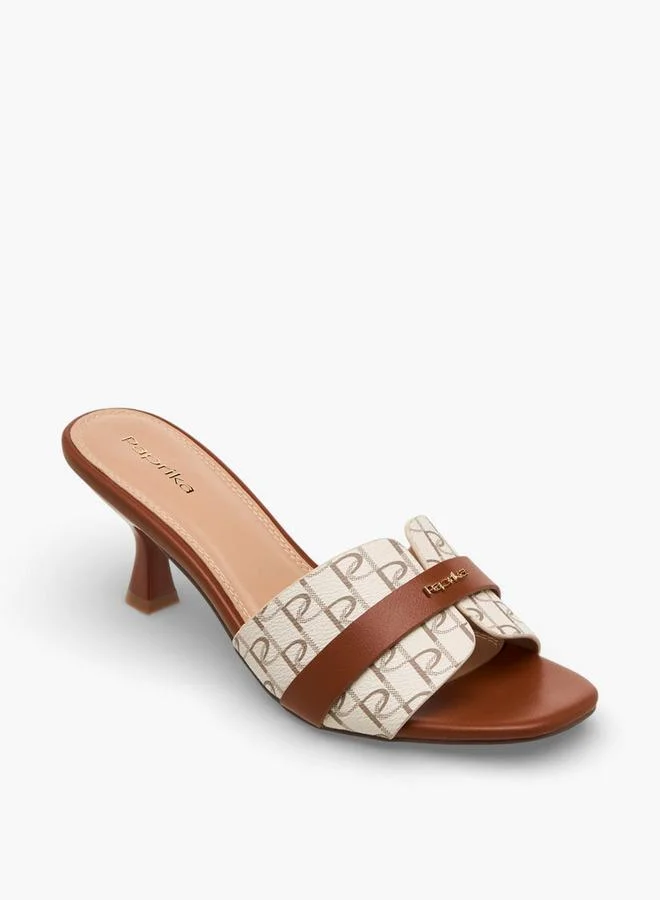 Paprika Women Monogram Print Slip-On Sandals