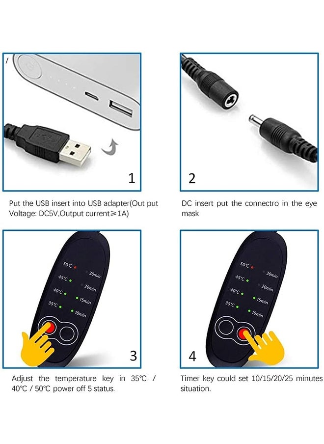 ماركة غير محددة قناع العين المدفأ، قناع بخار للعين عبر USB، لتخفيف انزعاج العين، مناسب للسفر/الرحلات/المكتب  - Image 5