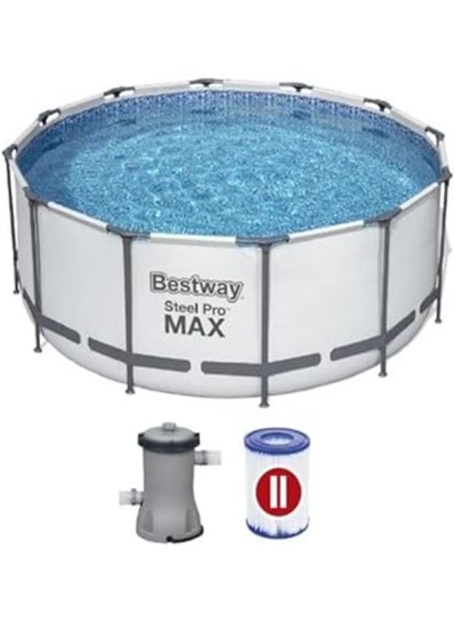 Bestway Steel Pro MAX Round Pool 366x76 cm with Filter & Cartridge |  Rust-Resistant Frame & 3-Layer PVC - Image 1
