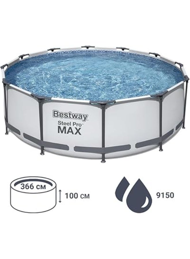 Bestway Steel Pro MAX Round Pool 366x76 cm with Filter & Cartridge |  Rust-Resistant Frame & 3-Layer PVC - Image 4