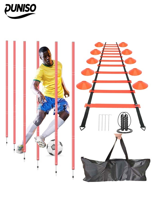 DUNISO Speed Agility Training Kit，Football Kick Trainer，Football Training Equipment，With Agility Training Poles，Soccer Cones,Jump Rope,Ground Pegs，Agility Ladder，Suitable For Physical Education Teachers, Coaches, Athletes, And Beginners - Image 1