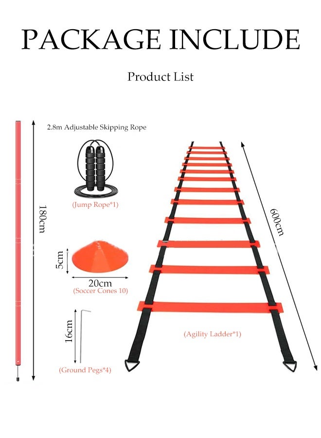 DUNISO Speed Agility Training Kit，Football Kick Trainer，Football Training Equipment，With Agility Training Poles，Soccer Cones,Jump Rope,Ground Pegs，Agility Ladder，Suitable For Physical Education Teachers, Coaches, Athletes, And Beginners - Image 5