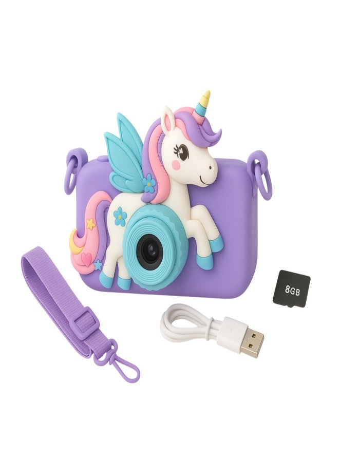 NONIU Unicorn Kids Digital Camera - 48MP Mini Camera with Dual Lens, HD Video Recorder, 2-Inch IPS Display, Type-C Charging & 8GB SD Card - Creative Gift for Boys & Girls Ages 5-10 (Blue) - Image 1