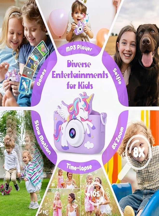 NONIU Unicorn Kids Digital Camera - 48MP Mini Camera with Dual Lens, HD Video Recorder, 2-Inch IPS Display, Type-C Charging & 8GB SD Card - Creative Gift for Boys & Girls Ages 5-10 (Blue) - Image 5