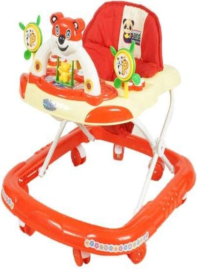 JoyRide Baby Panda Walker - Musical, Foldable & Height Adjustable (Red) - Image 1