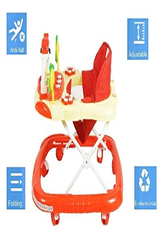 JoyRide Baby Panda Walker - Musical, Foldable & Height Adjustable (Red) - Image 4