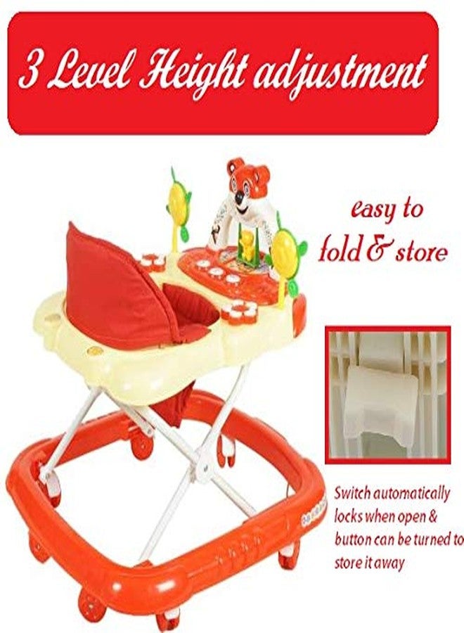 JoyRide Baby Panda Walker - Musical, Foldable & Height Adjustable (Red) - Image 3
