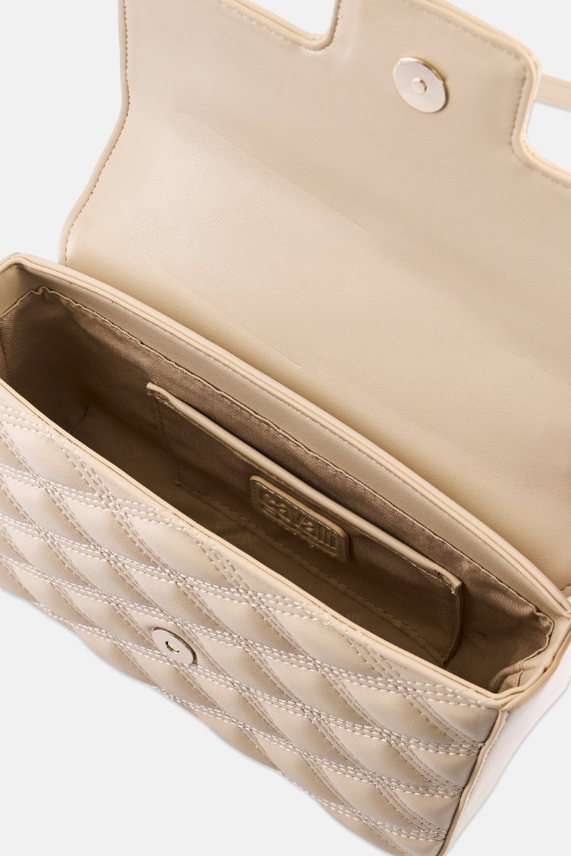 Cavalli Class Women Hardware Logo Cross Body Bag, Taupe - Image 4