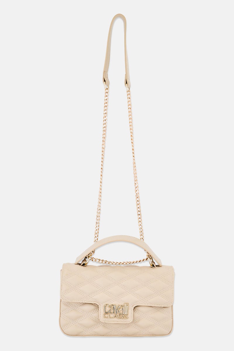 Cavalli Class Women Hardware Logo Cross Body Bag, Taupe - Image 1