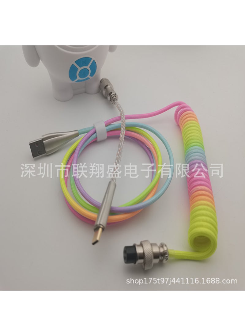 Generic Custom Spiral Type-C Mechanical Keyboard USB Cable Woven colorful + RGB hair line 