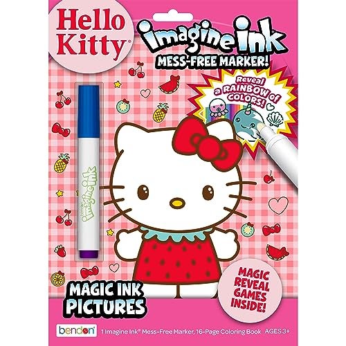 Bendon Hello Kitty 16 Page Imagine Ink Coloring Book with Mess Free Marker, Full Size, Bendon 59014 - Image 1