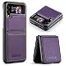 japezop Samsung Galaxy Z Flip 3 5G CaseGalaxy Z Flip 3 Leather Phone Case with Hard Shockproof Back Cover Slim Durable for Galaxy Z Flip 3 5G 2021 Purple - Image 2