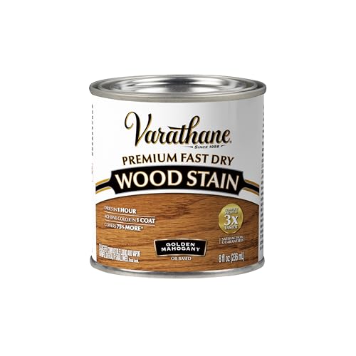 VARATHANE Rust-Oleum Varathane 262033 Premium Fast Dry Wood Stain, Golden Mahogany, (Half Pint/236ml) - Image 1