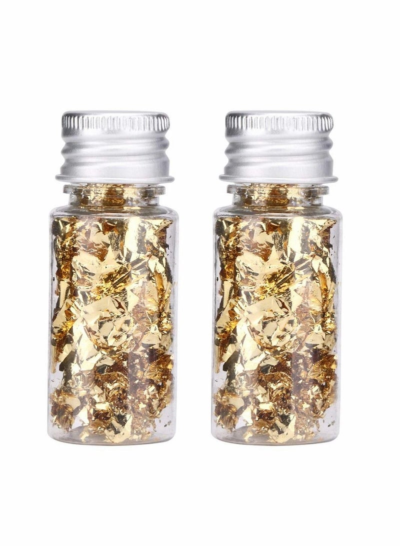 SYOSI Edible Gold Leaf, Genuine Gold Flakes for Cooking, Cakes, Makeup, Gilding, Decoration, Health & Spa for Cake Decorating, Baking & Cooking, Art Crafts & DIY Projects Makeup & Home (2Pcs) - Image 1