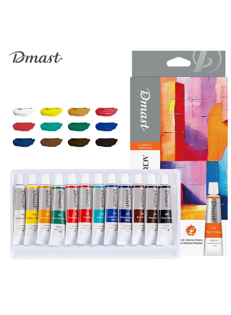 Deli EC331-12 Acrylic Paint Set 12ml×12 – ideal for canvas, wood, and creative projects