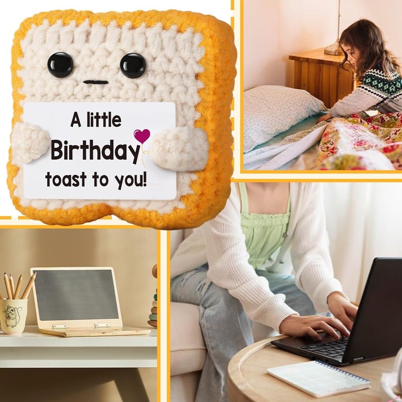 PATPAT® لعبة كروشيه صغيرة على شكل ابتسامة لتزيين المكتب، مع بطاقة رسالة إيجابية، هدية تحفيزية للمكتب أو المنزل أو حضانة الأطفال، توفر دعمًا عاطفيًا. - Image 4
