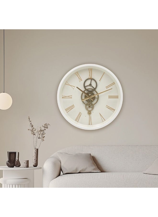 DANUBE HOME Danube Home Sansa Pp Roman Gear Wall Clock - White 46X7X46 Stylish Wall Decor Modern Plastic & Paper Design Perfect For Home Decor Unique Clocks For Living Room Decorative Home Accessories  - Image 1