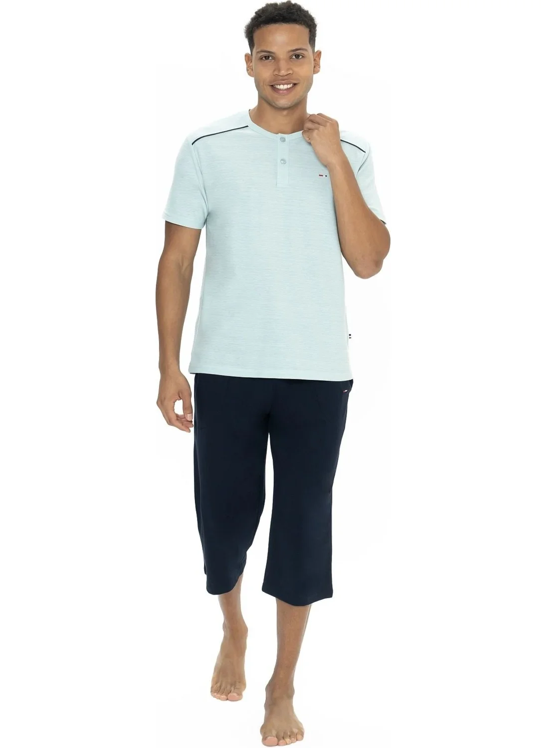 U.S. Polo Assn. 18887 Men's Short Sleeve Crew Neck Capri Pajama Set-Mint
