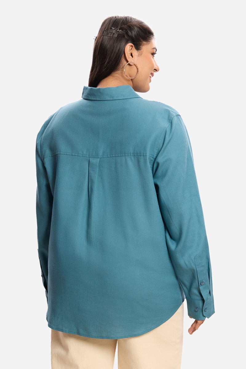 Virgio Solid Lyocell Button-Down Plus Size Shirt for Women - Image 5