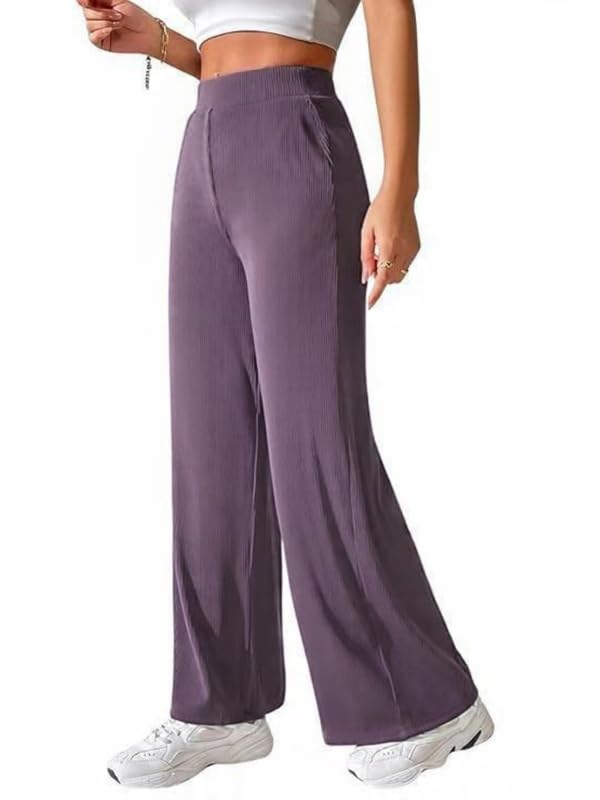 NoseQueen Women's Trousers for Woman Striped Wide-Leg Korean-Inspired Comfortable & Stylish Casual and Formal Pants for Woman Lavendor - Image 1