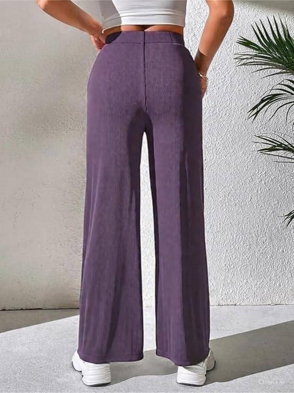 NoseQueen Women's Trousers for Woman Striped Wide-Leg Korean-Inspired Comfortable & Stylish Casual and Formal Pants for Woman Lavendor - Image 2