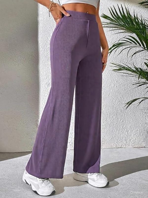NoseQueen Women's Trousers for Woman Striped Wide-Leg Korean-Inspired Comfortable & Stylish Casual and Formal Pants for Woman Lavendor - Image 3