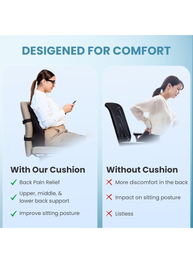 CareFoam Back Support for Office Chair, Memory Foam Back Rest for Office Chair, Chair Back Support for Back Pain Relief, for Office/Home Chair & Car Seat, Removable Cover (Mesh Black, Large) - Image 5