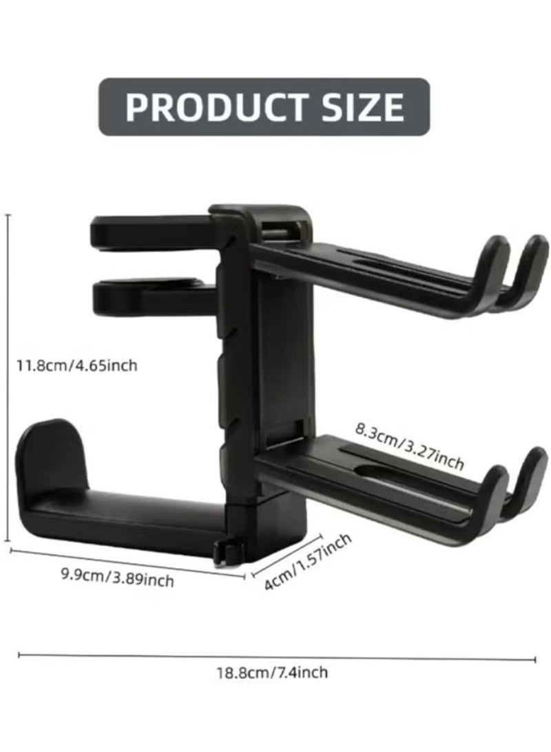 inston 3-in-1 PC gaming headset and controller stand, Headphone Stands with 360° rotating non-slip clamp, with 2 controller holders, universal gaming accessory storage for controllers, headset, and cables, black - Image 3