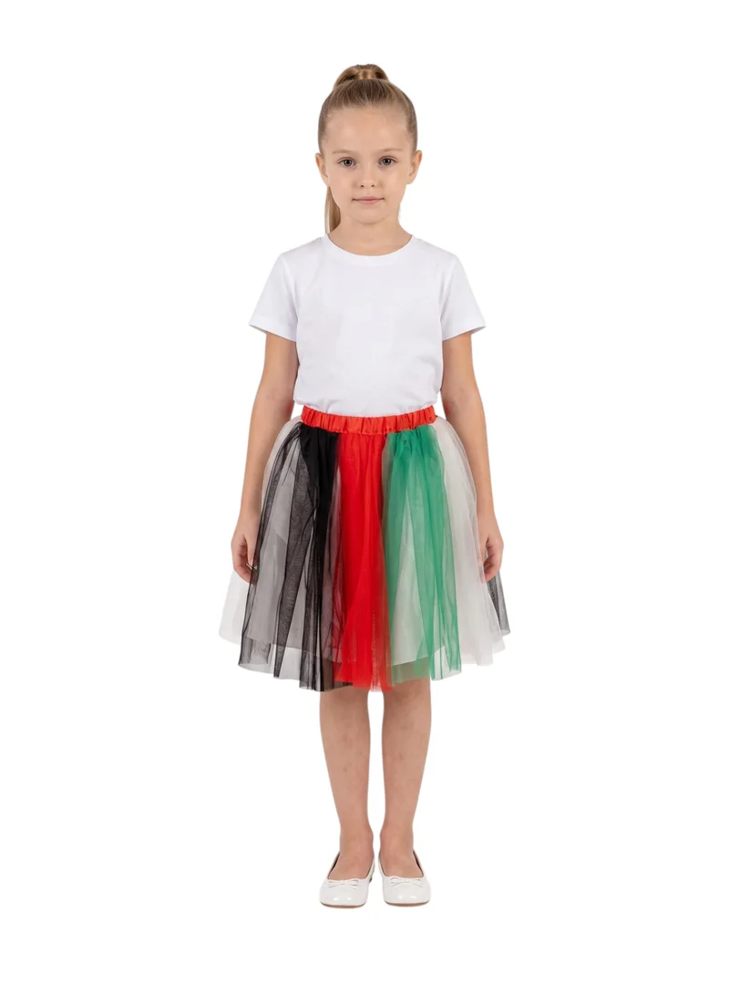 بيداني Girls' UAE National Day Flag Color Tulle Tutu Skirt