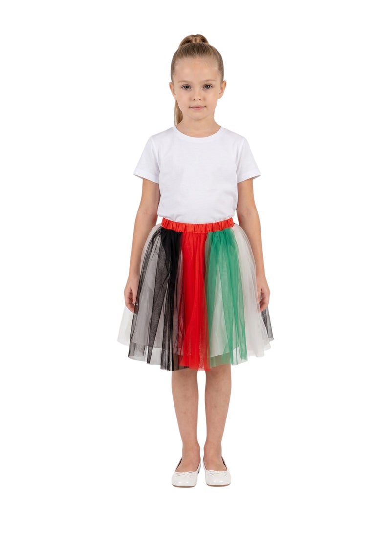 Bidani Girls' UAE National Day Flag Color Tulle Tutu Skirt - Image 1