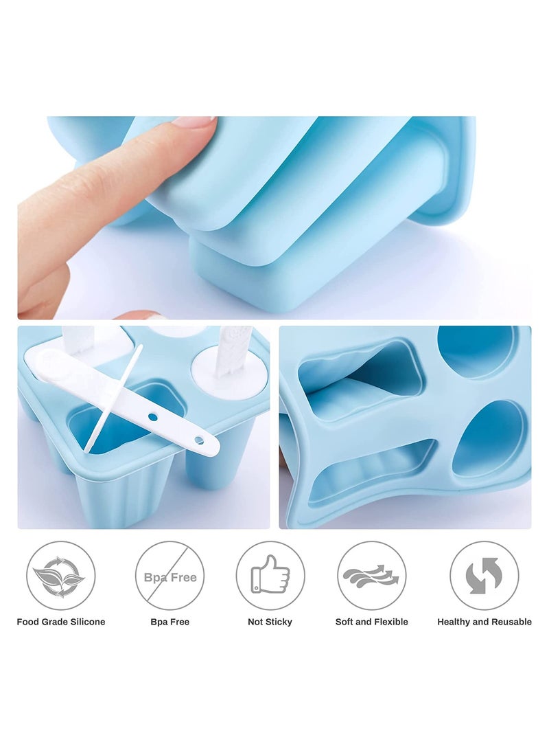 SYOSI - SYOSI Ice Lolly Moulds 2 Shapes Silicone Popsicle Molds Ice Cream Mould with Sticks Reusable Ice Pop Moulds BPA Free Ice Lolly Maker for Children Adults DIY Ice Popsicle Mold 6 Cavity - Image 1