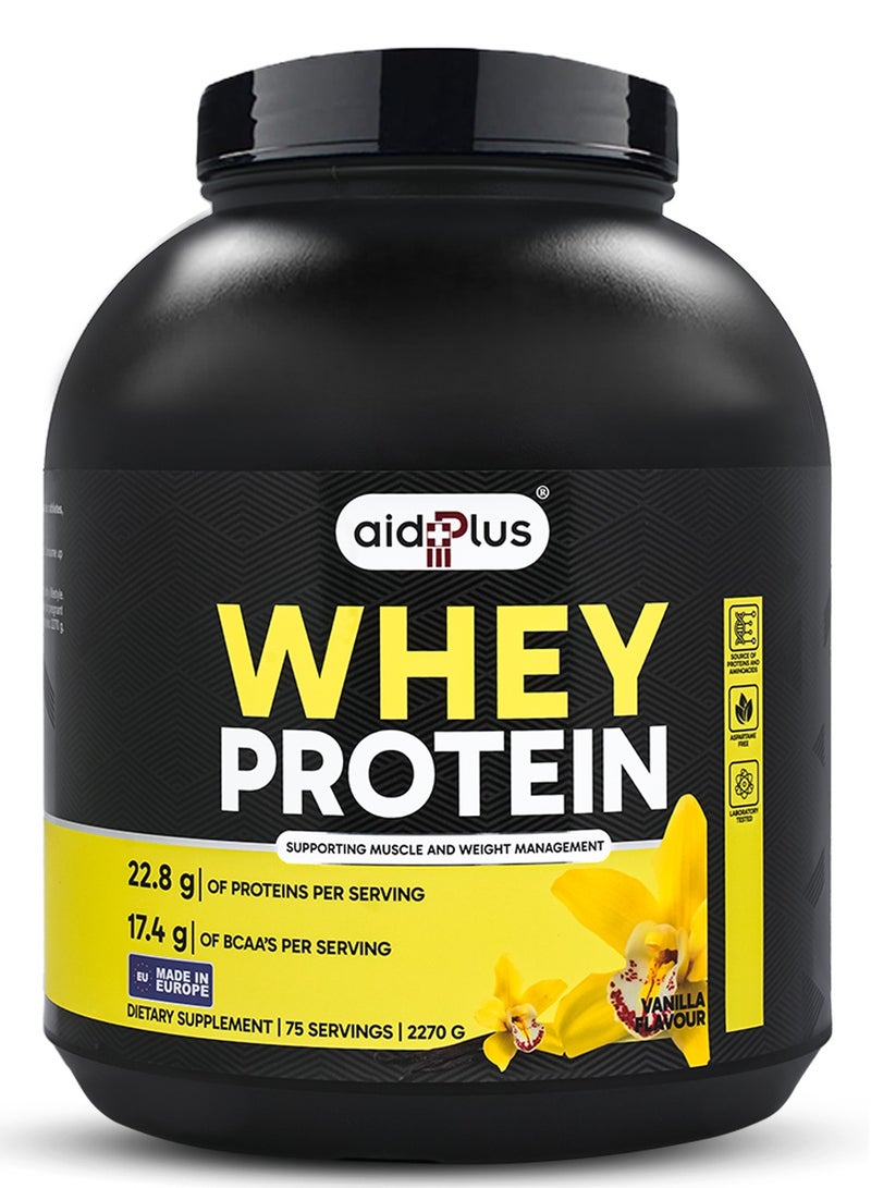 AID PLUS بروتين واي بّي سي بنكهة الفانيليا، 2270غ | 75غ بروتين لكل حصة | مركز بروتين واي لنمو العضلات والتعافي | خالي من الجلوتين واللاكتوز - Image 1