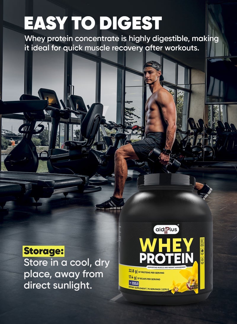 AID PLUS بروتين واي بّي سي بنكهة الفانيليا، 2270غ | 75غ بروتين لكل حصة | مركز بروتين واي لنمو العضلات والتعافي | خالي من الجلوتين واللاكتوز - Image 4