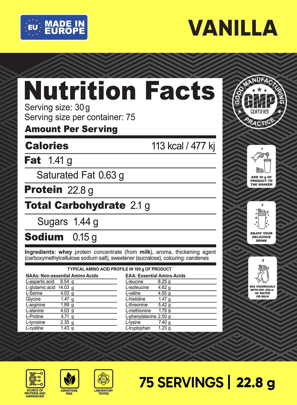 Wpc Vanilla, 2270G | 75G Protein Per Serving | Whey Protein Concentrate For Muscle Growth & Recovery | Gluten-Free & Lactose-Free